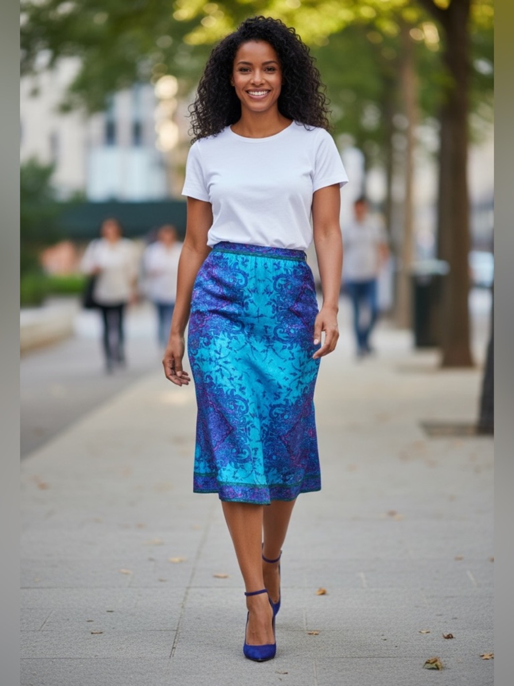 Anne Crimmins Silk Skirt 16 Umi Collection Vibrant Blues Pink Jewel Tones Spring